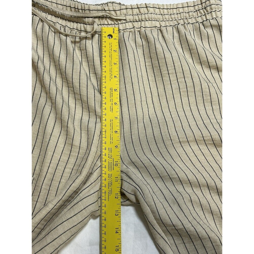 NYCC Beige Striped Wide Leg Cargo Lounge High Waist Boho Pants Women size L - Picture 5 of 7